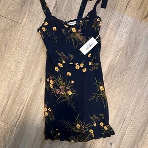 Reformation Christine Navy Floral Mini Dress
